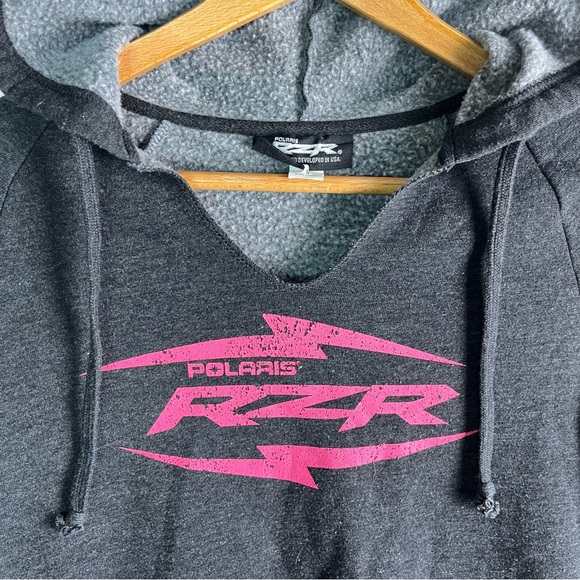 Polaris Womens Small S RZR Lightweight Hoodie Grey Fleece Pullover Hooded Jacket - Picture 4 of 16